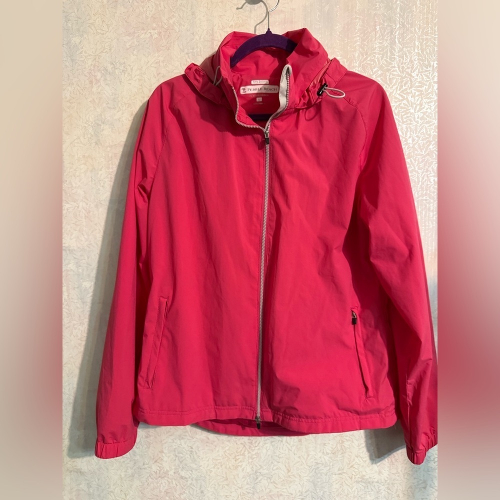 Pebble Beach Hot Pink Hooded Utility Jacket, Wind Resistant and Water Resistant
